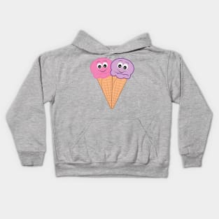 Strawberry & Black Raspberry Ice Cream Heart Kids Hoodie